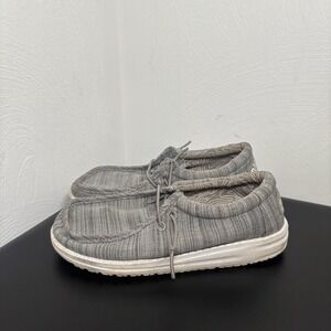 Hey Dude WALLY YOUTH Stone Linen Slip On Casual Shoes‎ Y3 Womens 4 Lightweight